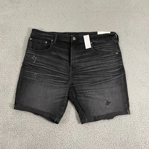 NEW American Eagle Jeans Shorts Men 38 Black Athletic Move Free Airflex + Denim - Picture 1 of 13